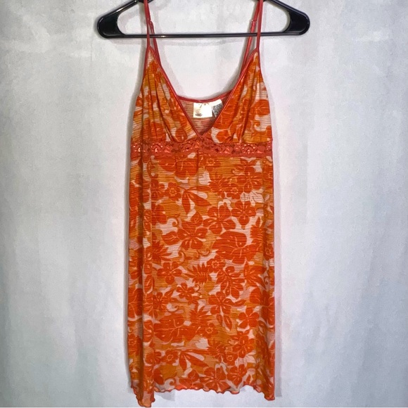 Soft Sensations Nightgown with lace in Size Large Orange and White Hawaiian - Picture 1 of 5